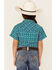 Image #3 - RANK 45® Girls' Floral Horse Print Short Sleeve Pearl Snap Rodeo Shirt, Teal, hi-res