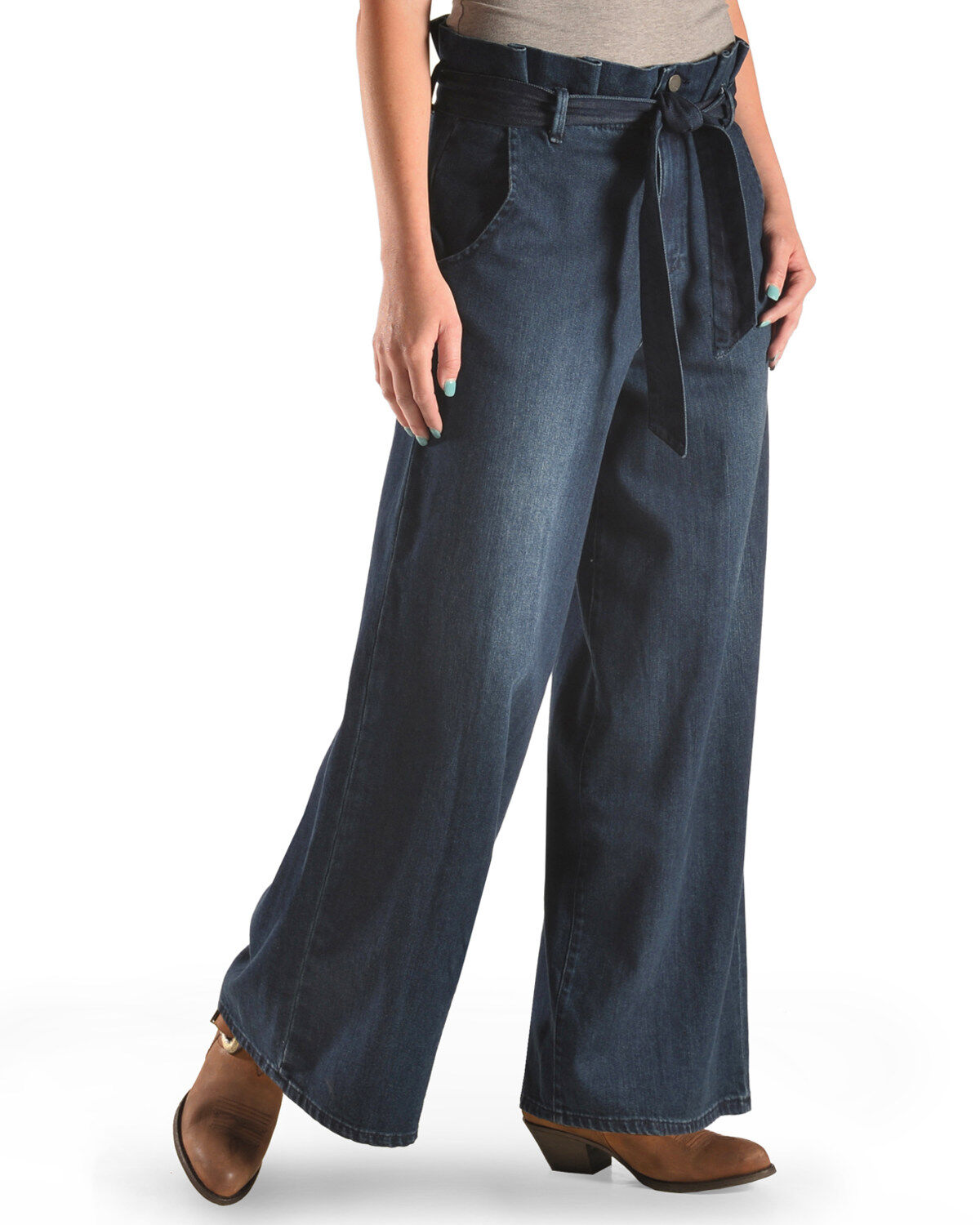 paper bag wide leg jeans