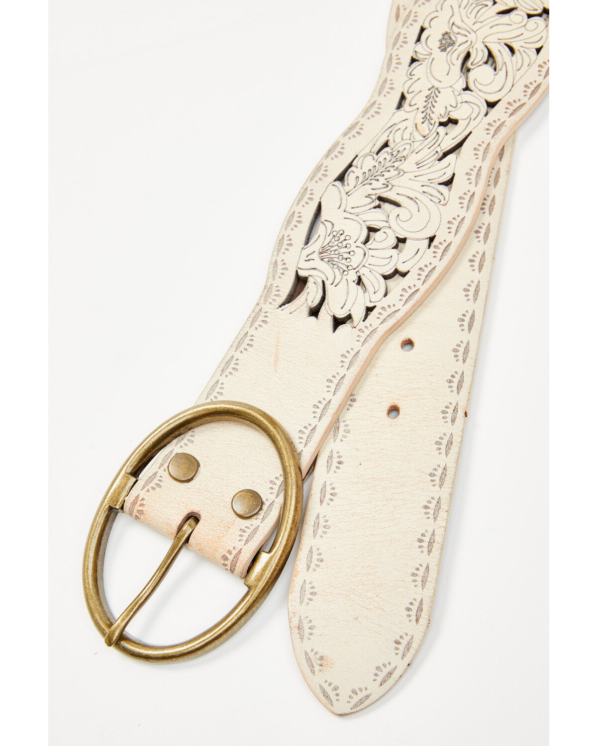 Image #2 - Shyanne Women's Scalloped Floral Cut Out Waist Belt, Off White, hi-res