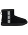 UGG Women's Classic Mini Side Logo Lined Short Suede Boots - Round Toe, Black, hi-res