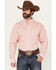 Image #1 - George Strait by Wrangler Men's Plaid Print Long Sleeve Button-Down Stretch Western Shirt, Coral, hi-res