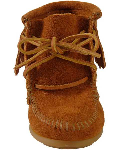 Image #5 - Minnetonka Girls' Ankle Tramper Moccasin Boots - Moc Toe, Brown, hi-res