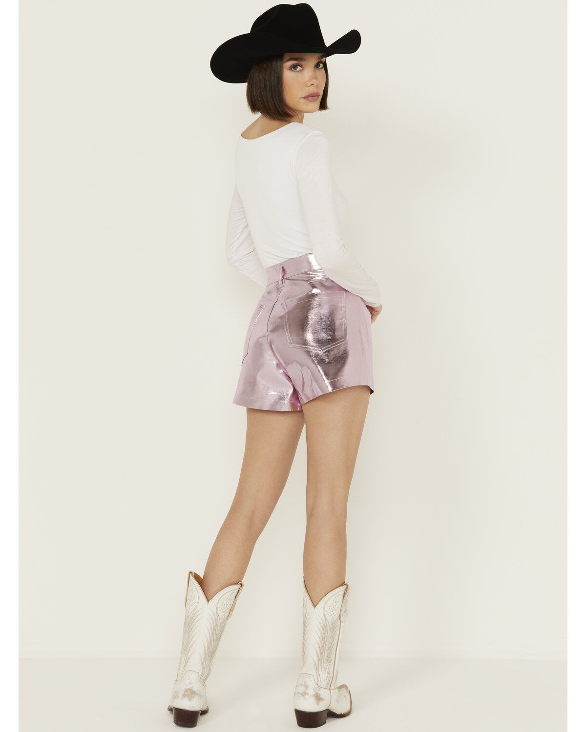 Image #3 - BLANKNYC Women's High Rise Metallic Shorts, Pink, hi-res