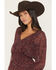 Image #2 - Shyanne Women's Roice Printed Chiffon Smocked Waist Top, Brick Red, hi-res