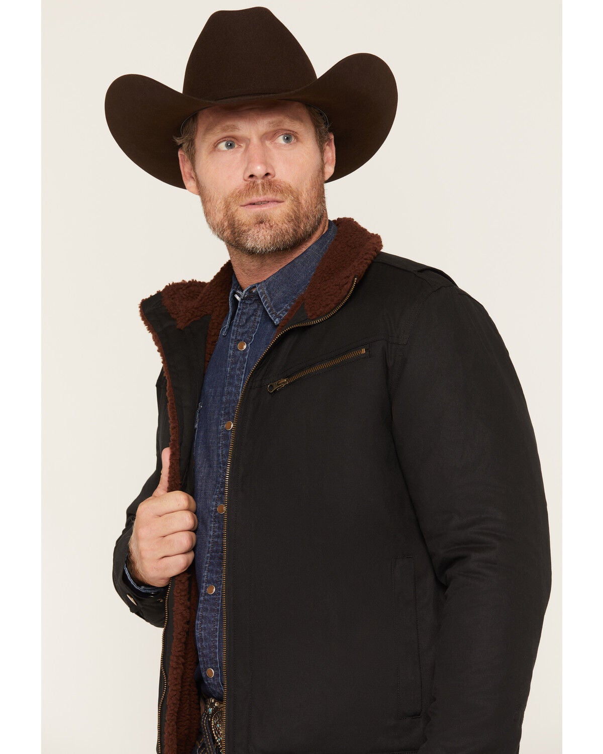Image #2 - Cody James Men's Maverick Concealed Carry Sherpa Lined Waxed Canvas Jacket, Black, hi-res