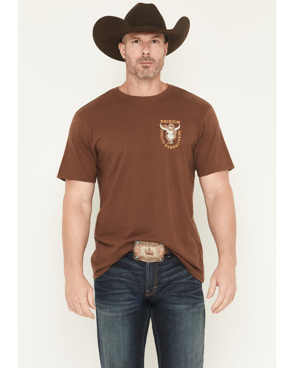Image #2 - Brixton Men's Boot Barn Exclusive Durango Short Sleeve Graphic T-Shirt, Brown, hi-res