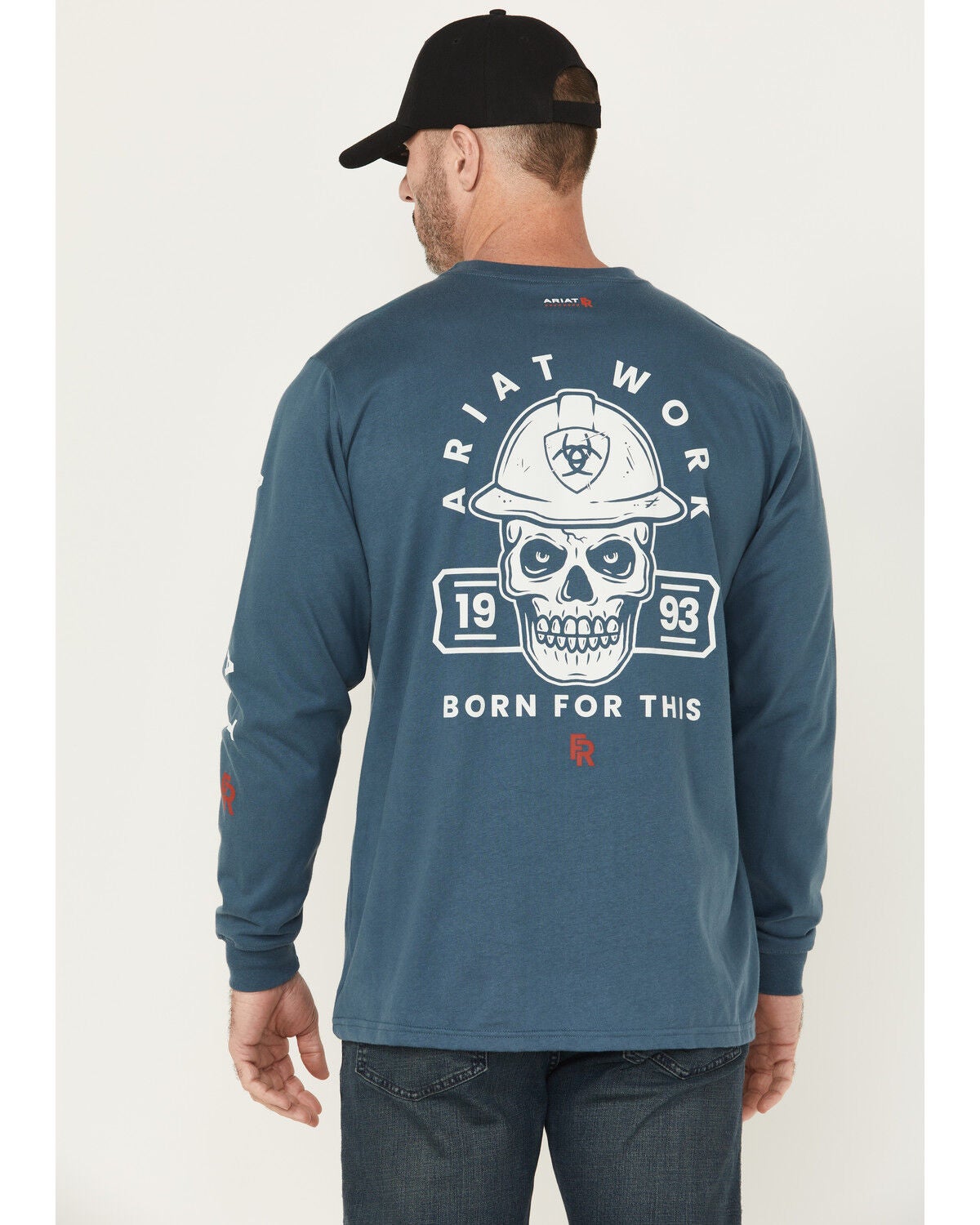 Ariat Men's FR Hard Head Long Sleeve Pocket Work Shirt, Blue, hi-res