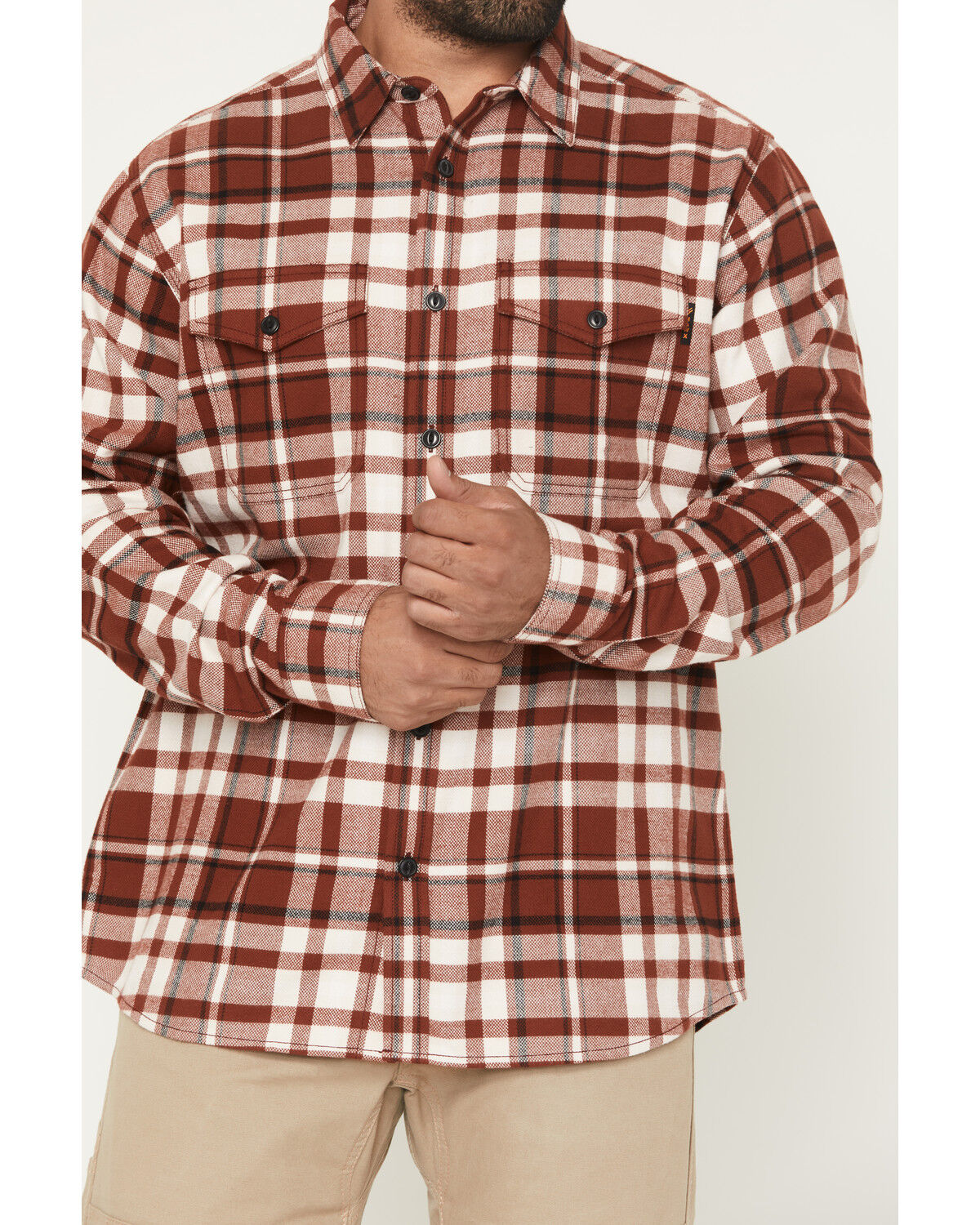 Image #3 - Hawx Men's Mac Plaid Print Long Sleeve Button-Down Flannel Shirt, Wine, hi-res
