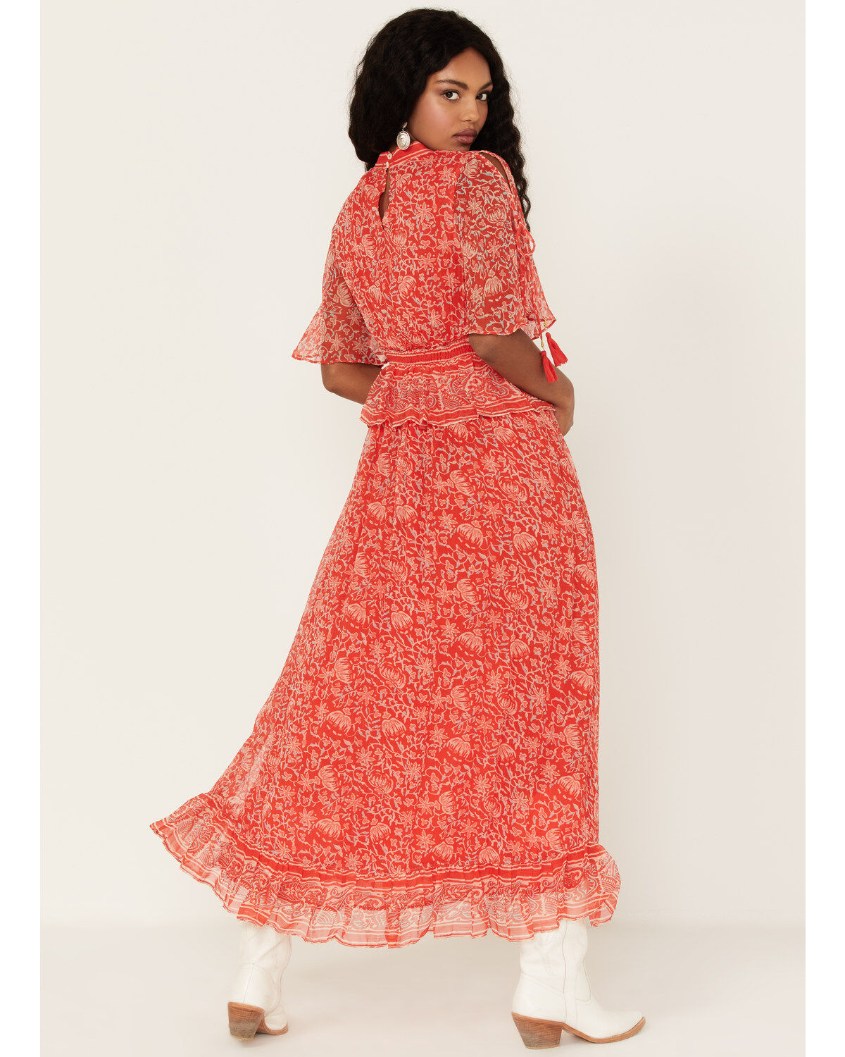 Image #4 - Cleobella Women's Laurel Floral Print Maxi Dress, Red, hi-res