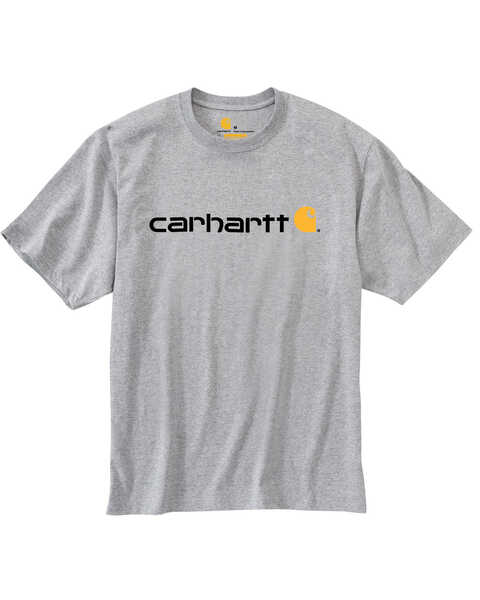 Carhartt Men's Short-Sleeve Logo T-Shirt, Hthr Grey, hi-res