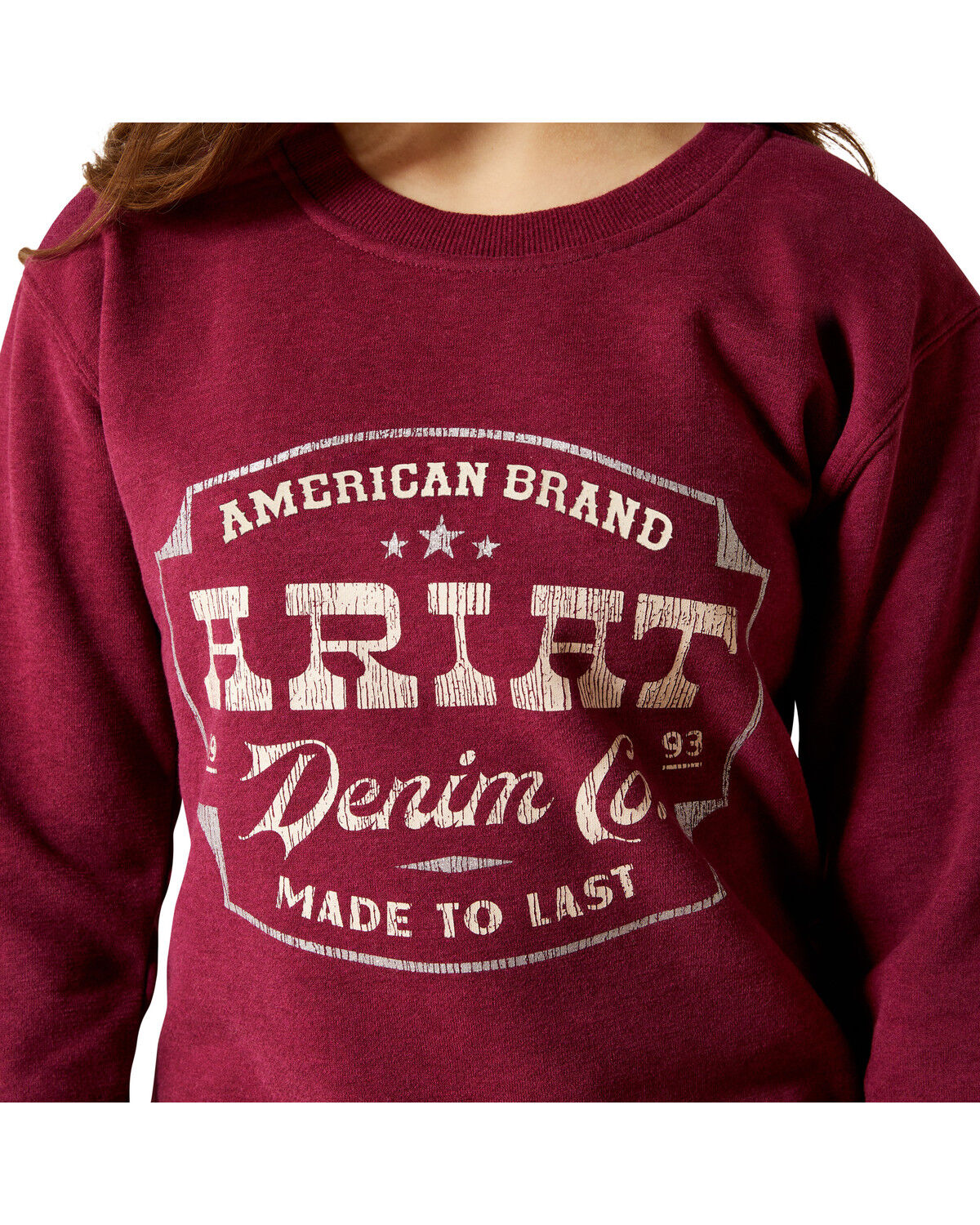 Image #2 - Ariat Girls' Emblem Sweatshirt, Maroon, hi-res