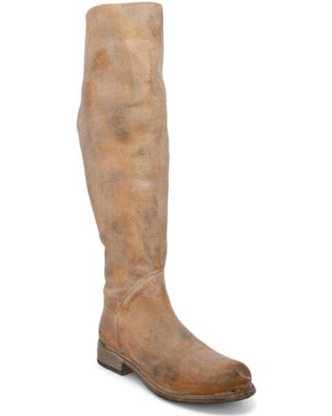Bed Stu Women's Manchester Wide Calf Tall Boots - Round Toe, Tan, hi-res
