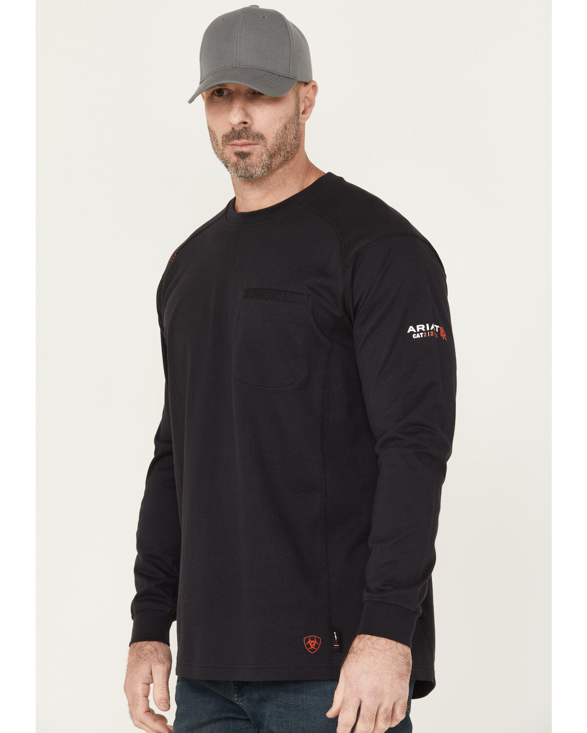 Image #3 - Ariat Men's FR Air Graveyard Shift Long Sleeve Pocket Work T-Shirt, Black, hi-res