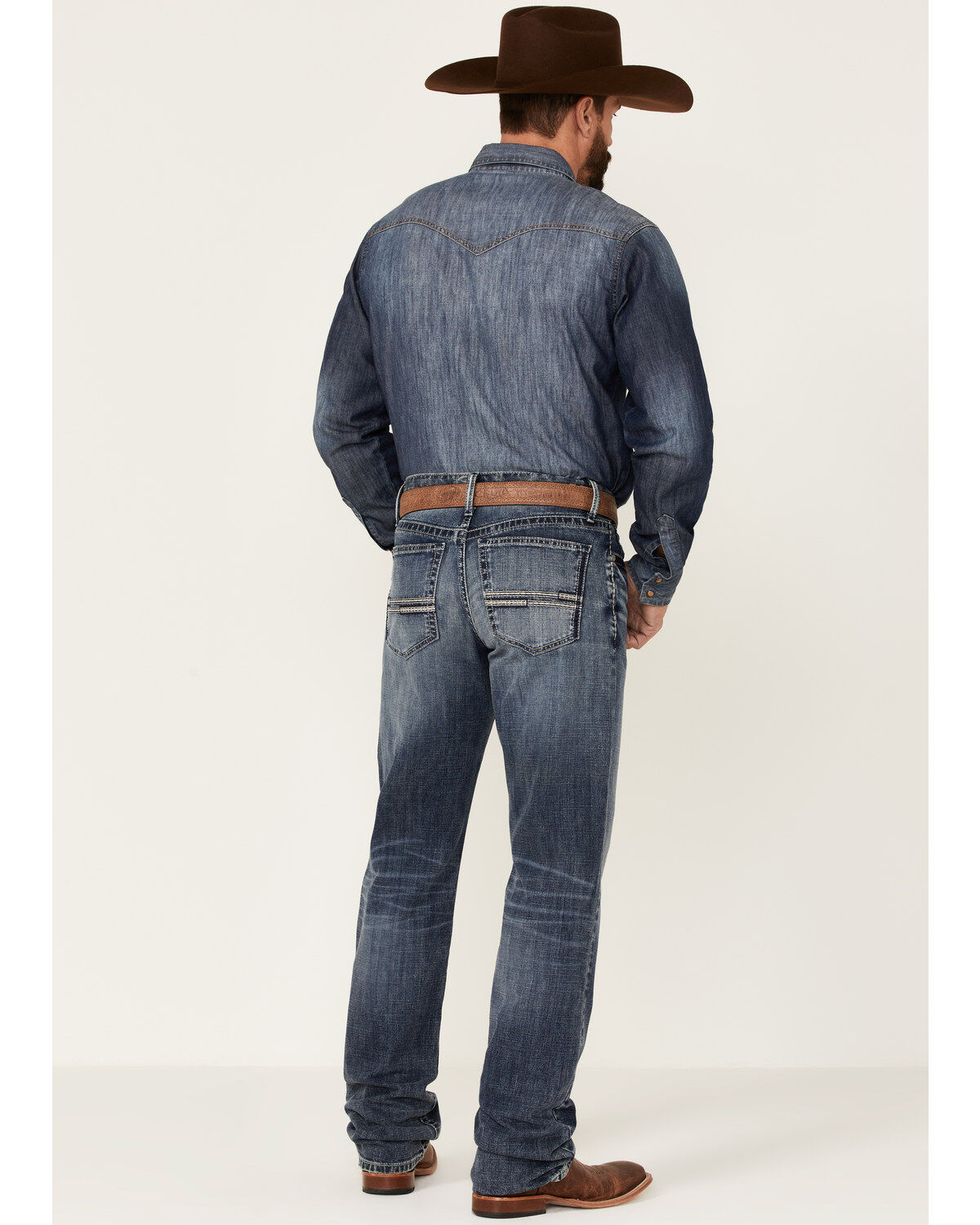 Image #3 - Cinch Men's White Label Medium Stonewash Performance Stretch Relaxed Straight Jeans, Indigo, hi-res