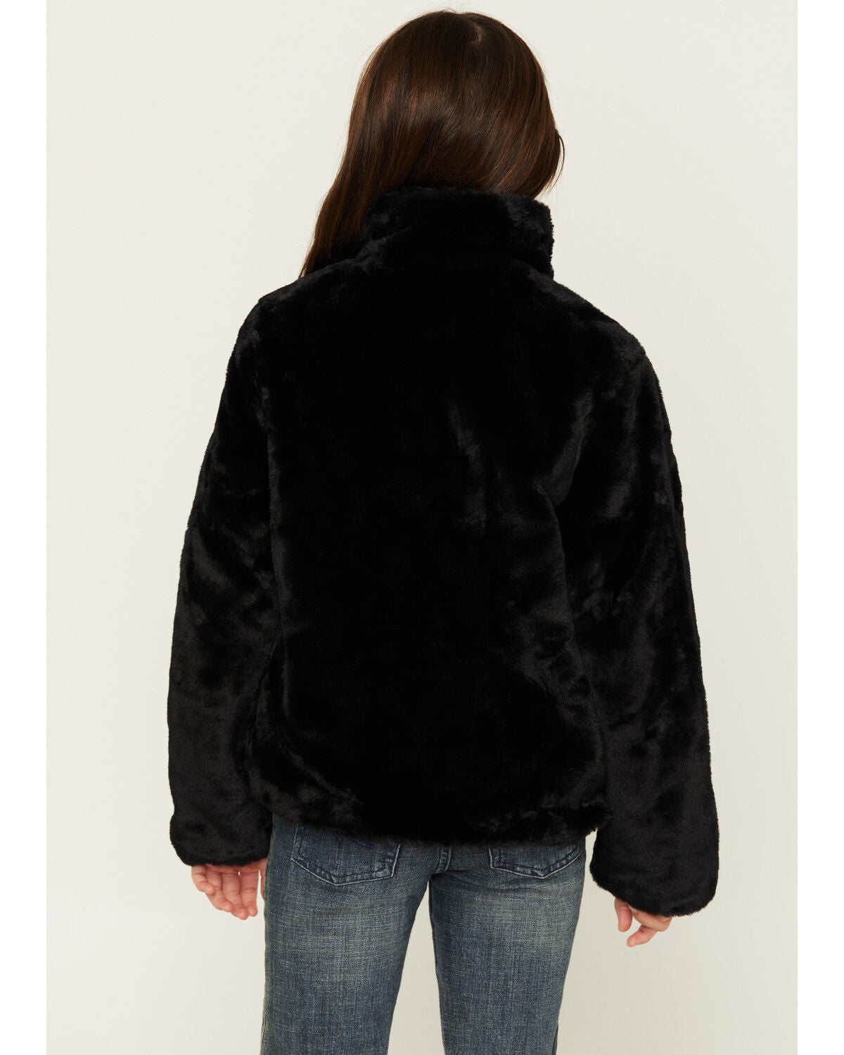 Image #4 - Urban Republic Girls' Faux Fur Moto Jacket, Black, hi-res