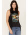 Rock & Roll Denim Women's Vintage Graphic Fringe Tank, Charcoal, hi-res