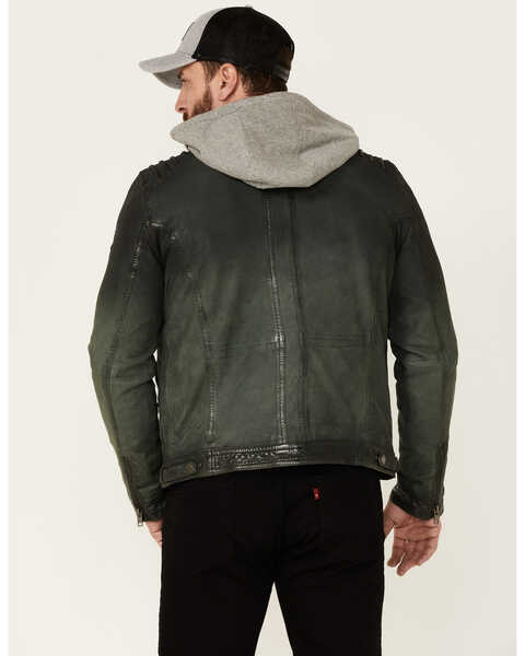 Mauritius Leather Men's Viko Hooded Zip-Front Moto Jacket , Green, hi-res