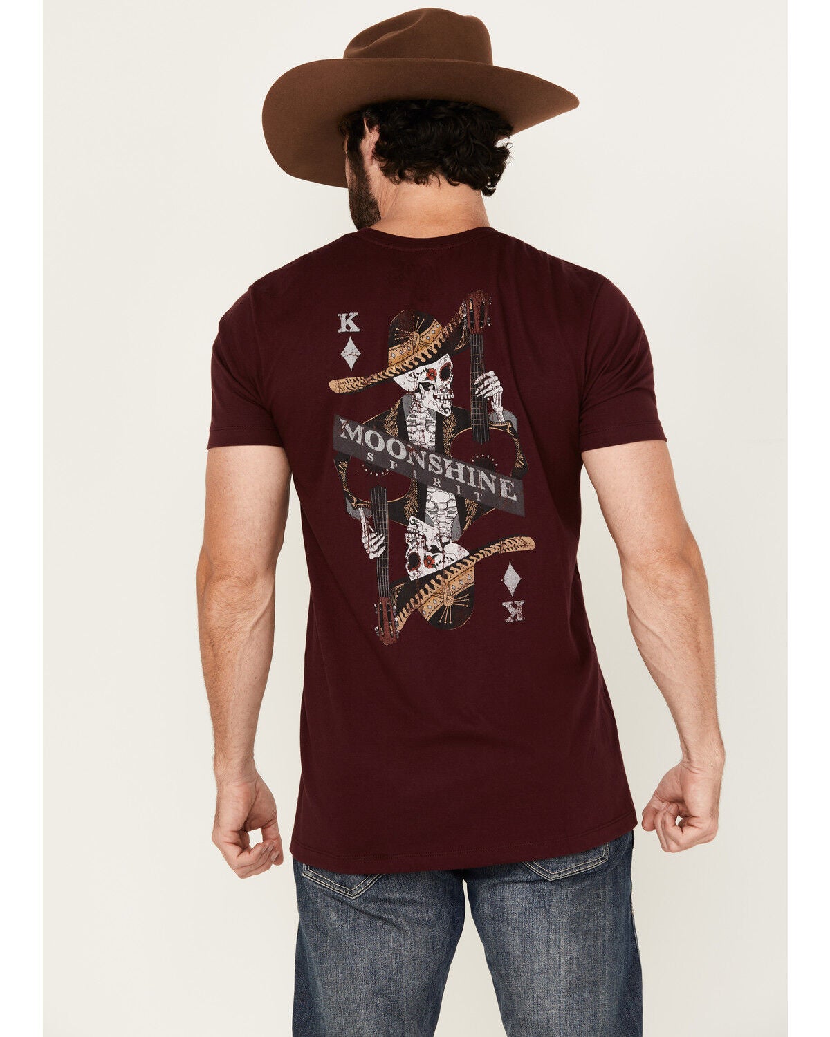 Moonshine Spirit&reg; Men's King Of Diamonds Mariachi Short Sleeve Graphic T-Shirt, Burgundy, hi-res