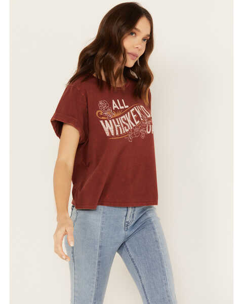 Image #1 - Youth in Revolt Women's All Whiskey'd Up Short Sleeve Graphic Tee, Rust Copper, hi-res