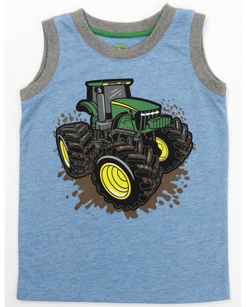 John Deere Toddler-Boys' Tractor Mud Muscle Tank Top, Blue, hi-res