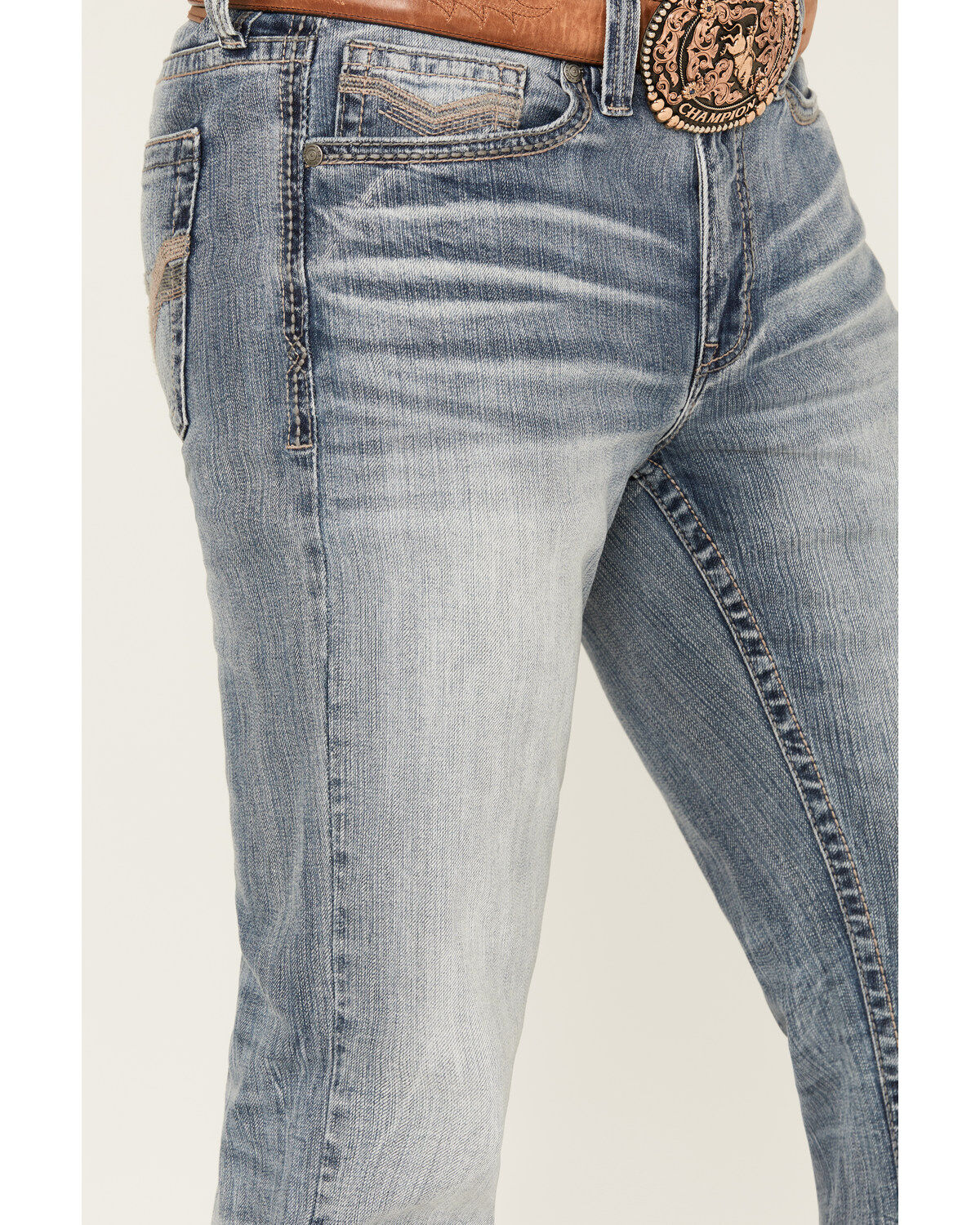 Image #2 - Cody James Men's Stampede Wash Jackson Slim Straight Stretch Denim Jeans, Light Wash, hi-res