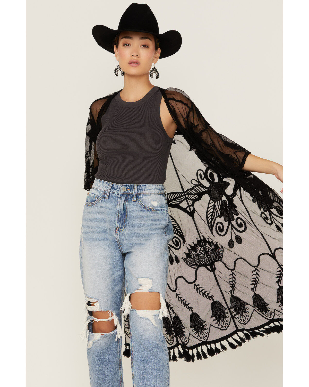 Image #2 - Shyanne Women's Lace Tassel Kimono, , hi-res