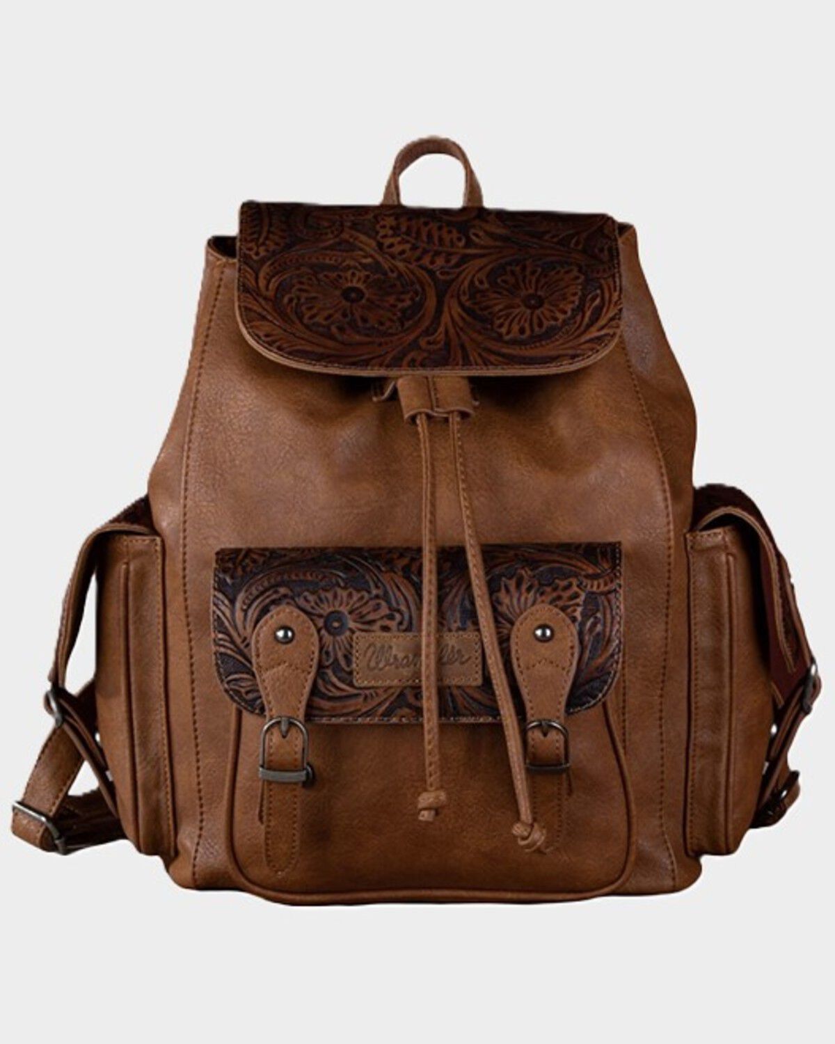 Wrangler Women's Vintage Floral Tooled Backpack, Brown, hi-res