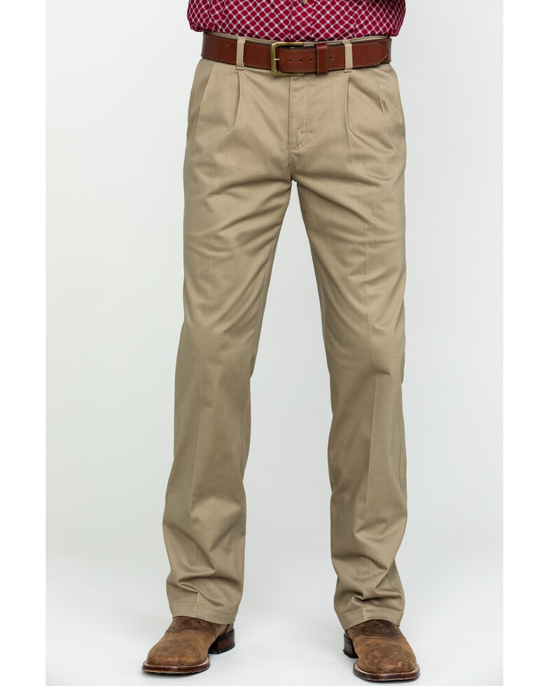 Wrangler Men's Khaki Casual Pleated Front Western Pants | Boot Barn