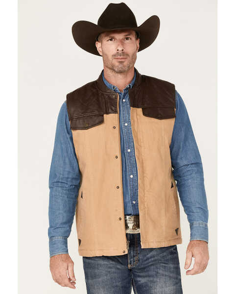 Cody James Men's River Oaks Rancher Vest, Lt Brown, hi-res