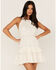 Shyanne Women's Swiss Dot Embroidered Halter Neck Dress, White, hi-res