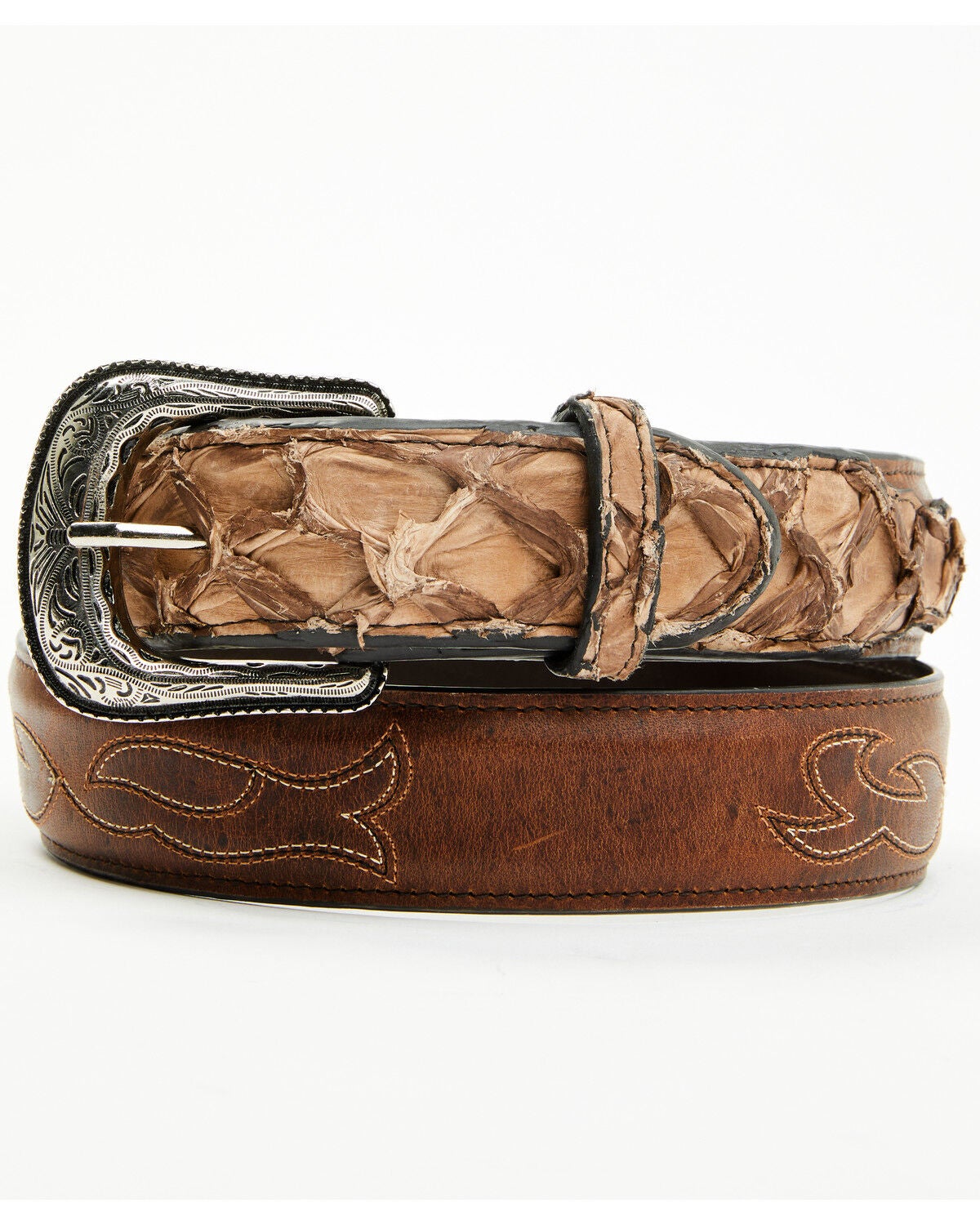 Cody James Men's Charutto Exotic Pirarucu Billet Belt, Brown, hi-res