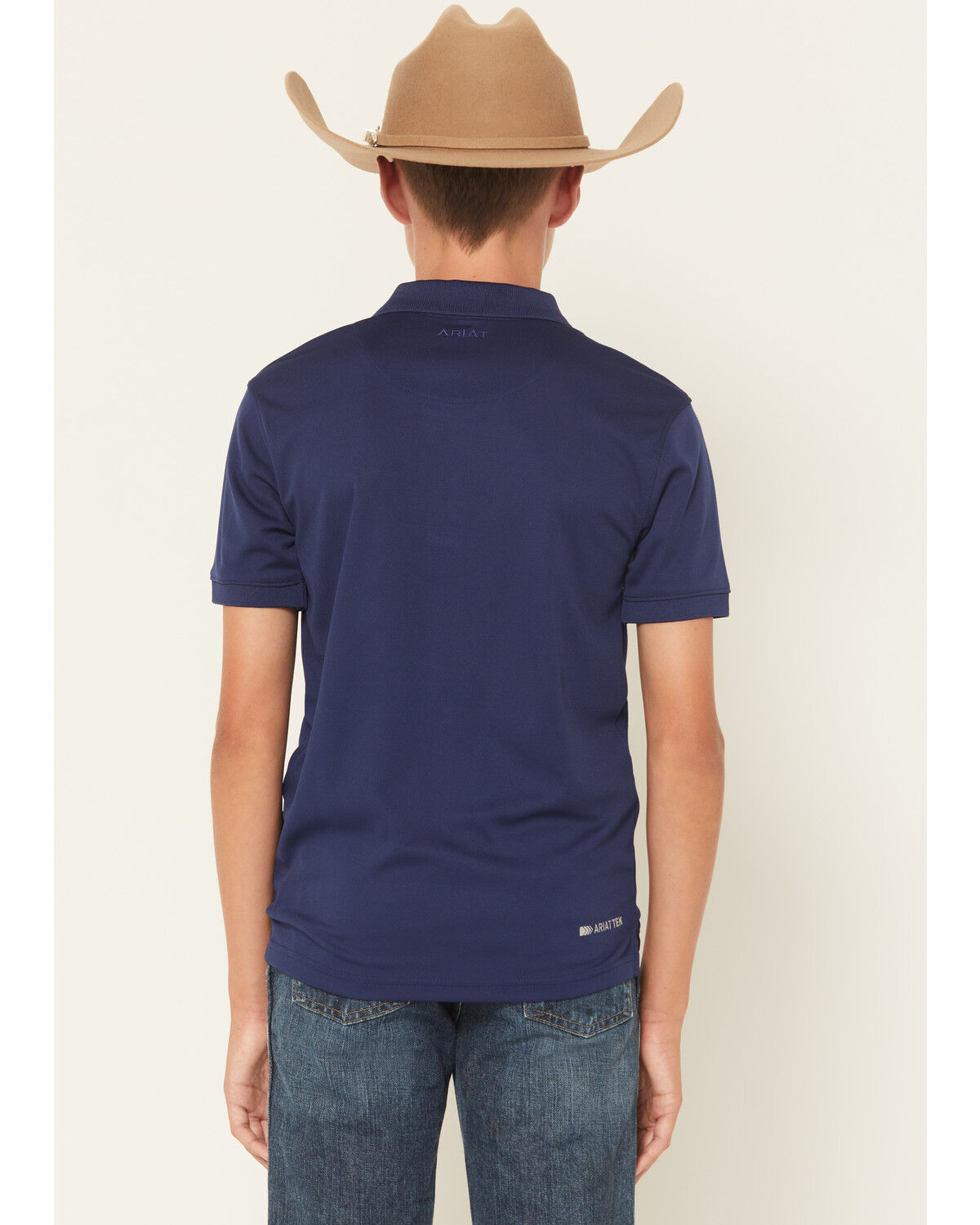 Image #4 - Ariat Boys' VentTEK Short Sleeve Polo, Blue, hi-res