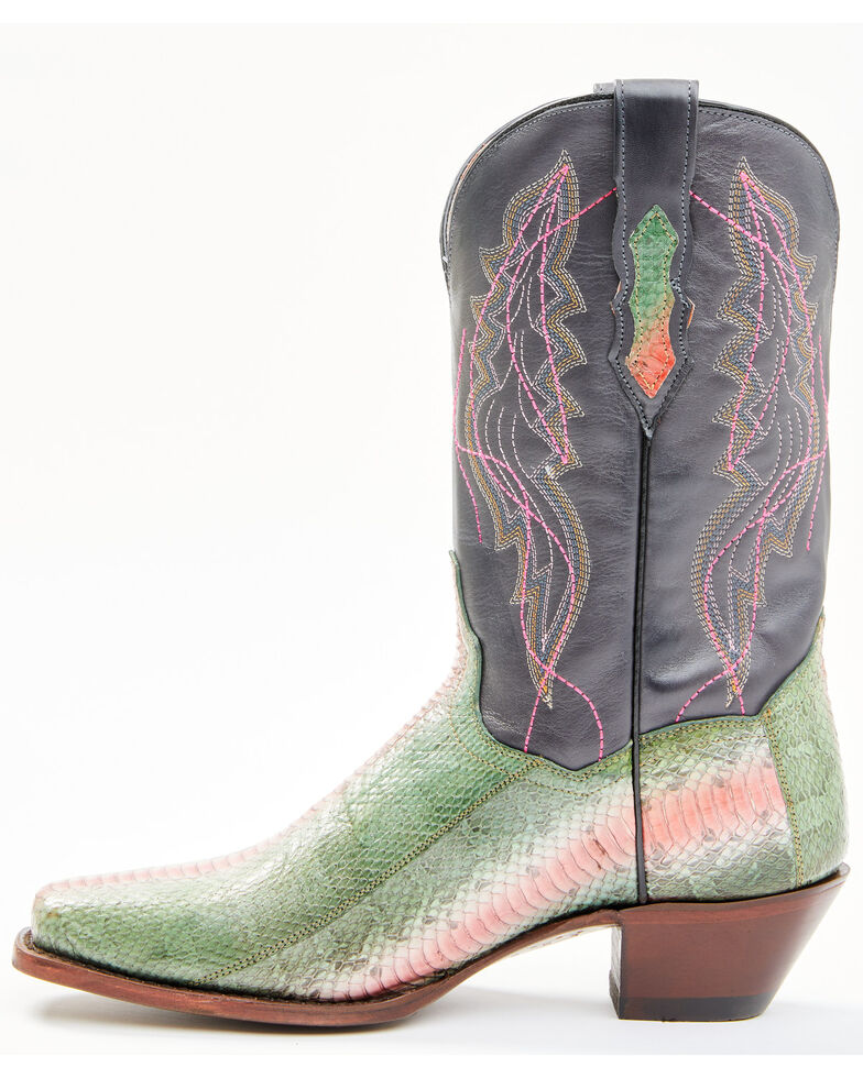 Dan Post Women's Exotic Watersnake Skin Western Boots - Wide Square Toe, Green, hi-res