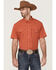Image #1 - RANK 45® Men's 8 Seconds Short Sleeve Pearl Snap Western Tech Shirt, Medium Red, hi-res