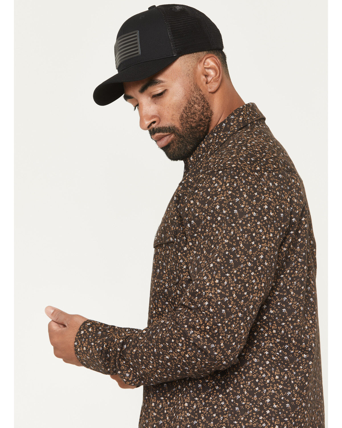 Image #2 - Cody James Men's FR Milkweed Printed Long Sleeve Stretch Work Shirt, Dark Brown, hi-res