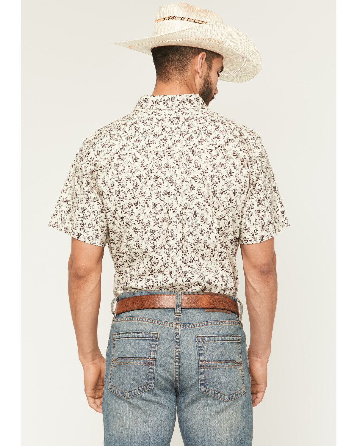 Cody James Men's Columbia Floral Print Short Sleeve Button-Down Stretch Western Shirt