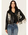 Image #1 - Idyllwind Women's Sparks Studded Thunderbird Fringe Leather Jacket , Black, hi-res