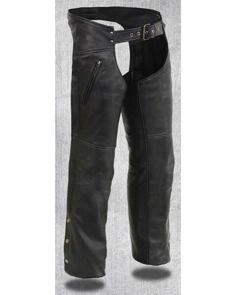 Image #1 - Milwaukee Leather Men's Heated Zipper Side Pocket Chaps - 5X, Black, hi-res
