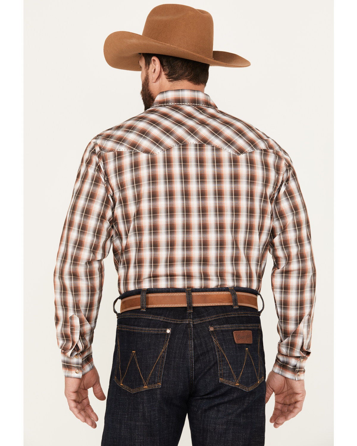 Image #4 - Wrangler Men's Plaid Print Long Sleeve Western Snap Shirt, , hi-res