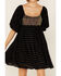 Image #3 - By Together Women's Sequin & Lurex Striped Babydoll Mini Dress, Black, hi-res