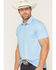 Image #2 - Rock & Roll Denim Men's Geo Print Short Sleeve Button-Down Stretch Polo, Blue, hi-res