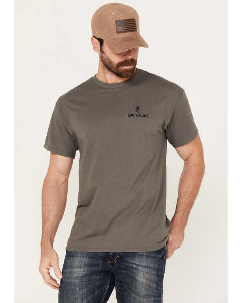 Browning Men's Hunters Flag Short Sleeve T-Shirt, Charcoal, hi-res