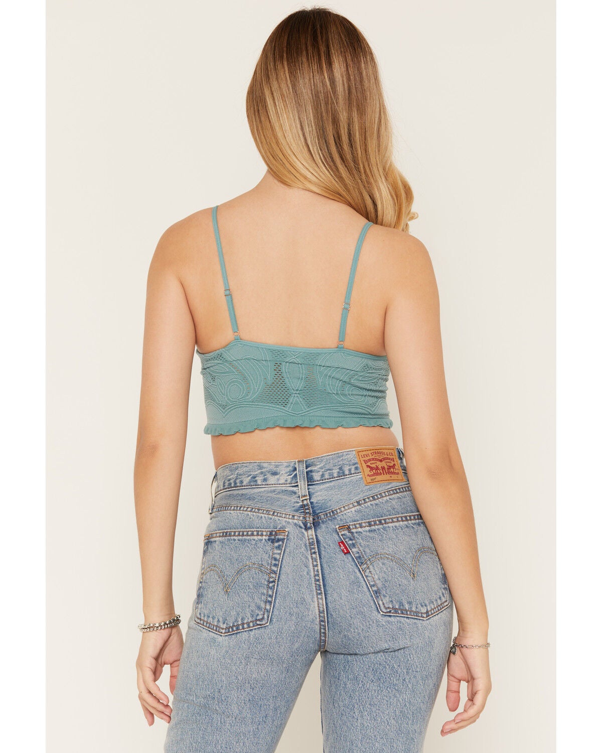 Image #4 - Fornia Women's Boot Stitch Sleeveless Cropped Tank Top, Blue, hi-res