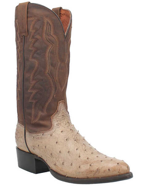 Dan Post Men's Pershing Full Quill Ostrich Western Boots - Medium Toe, Sand, hi-res