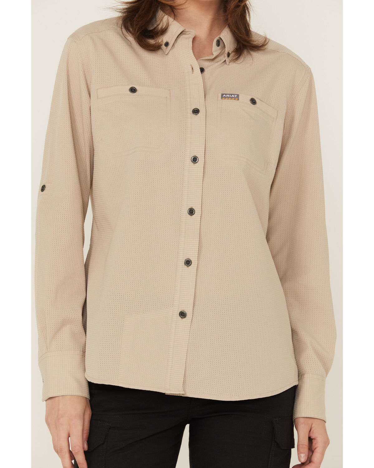 Image #3 - Ariat Women's Rebar Made Tough 360 Long Sleeve Button-Down Work Shirt, Grey, hi-res