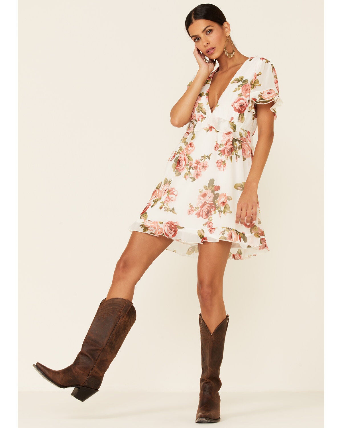 Image #2 - Show Me Your Mumu Women's Rose Print Virginia Dress, White, hi-res