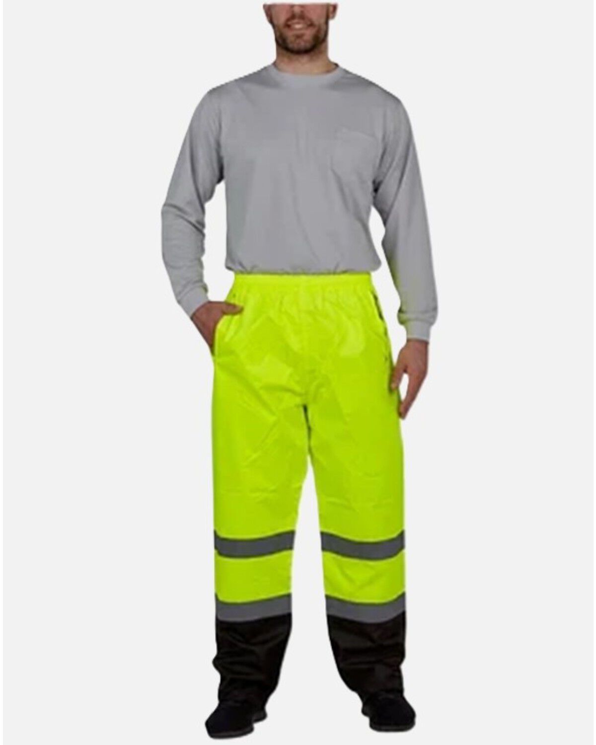 Utility Pro Men's HiVis Waterproof Rain Pants, Yellow, hi-res
