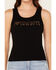 Image #3 - Youth in Revolt Women's I Heart Cowboys Ribbed Tank, Black, hi-res