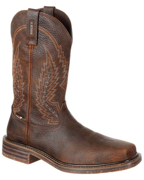 Rocky Men's Riverbend Waterproof Western Work Boots - Composite Toe, Dark Brown, hi-res