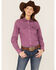 Cinch Women's Geo Print Long Sleeve Snap Western Shirt, Pink, hi-res
